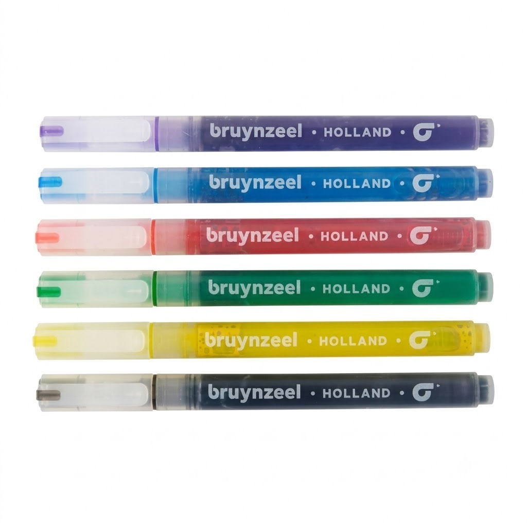retolador glitter 6 colors bruynzeel