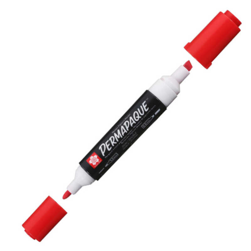 retolador permapaque doble punta vermell