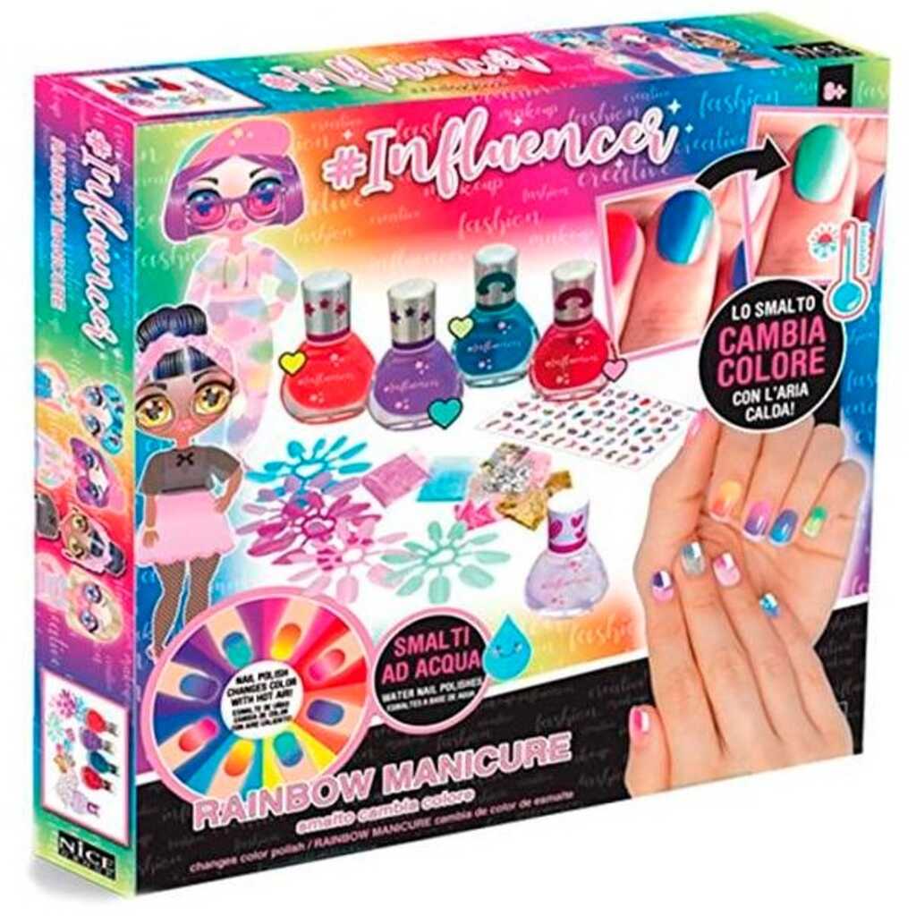 influencer rainbow manicure