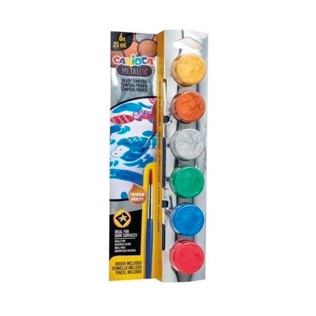 3 pots tempera amb pinzell metallic