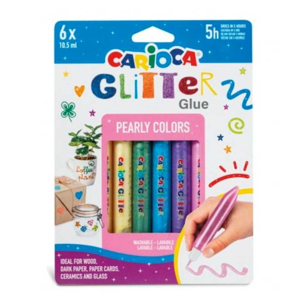 blister 6 glitter glue pearly