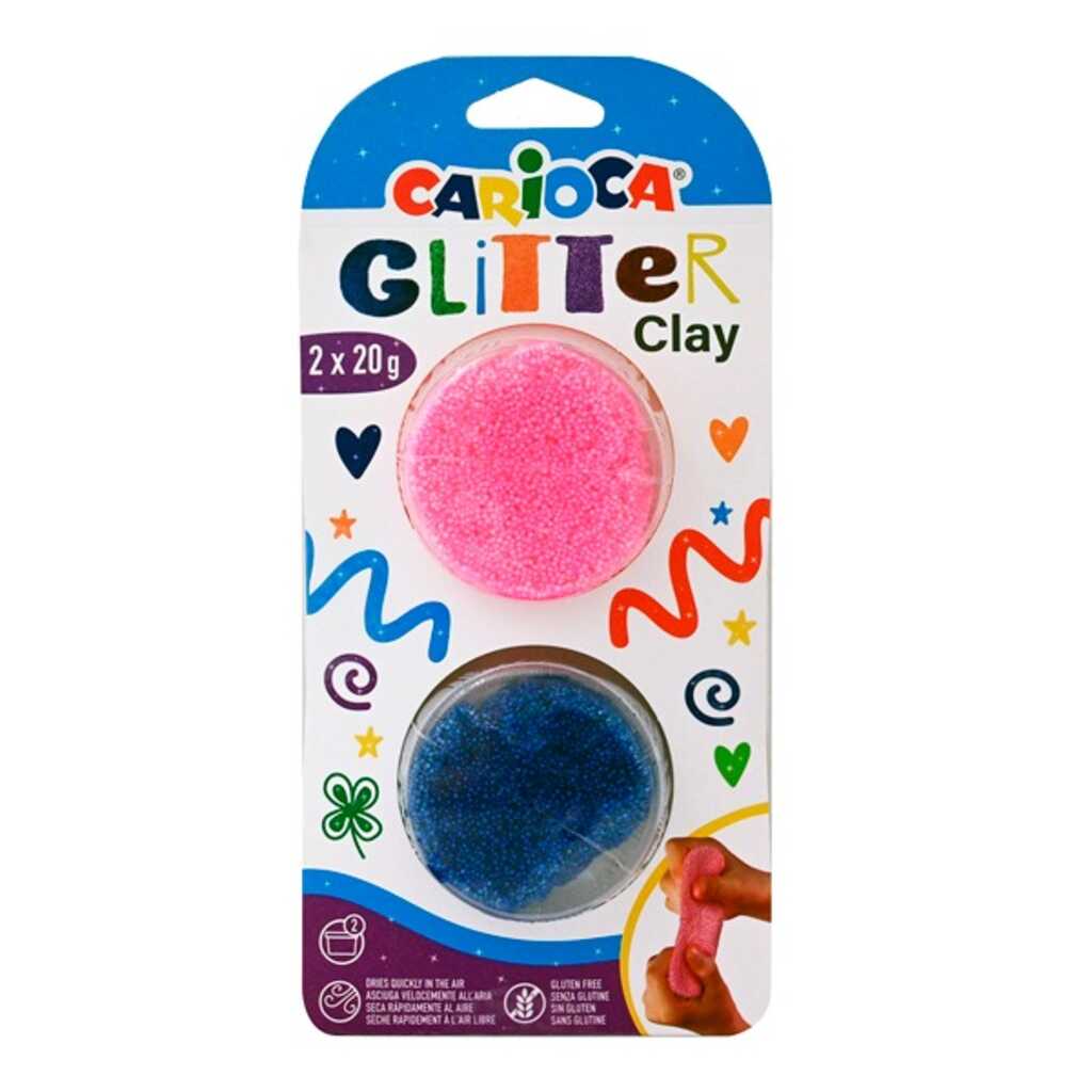 plastelina glitter 20gr azul/rosa