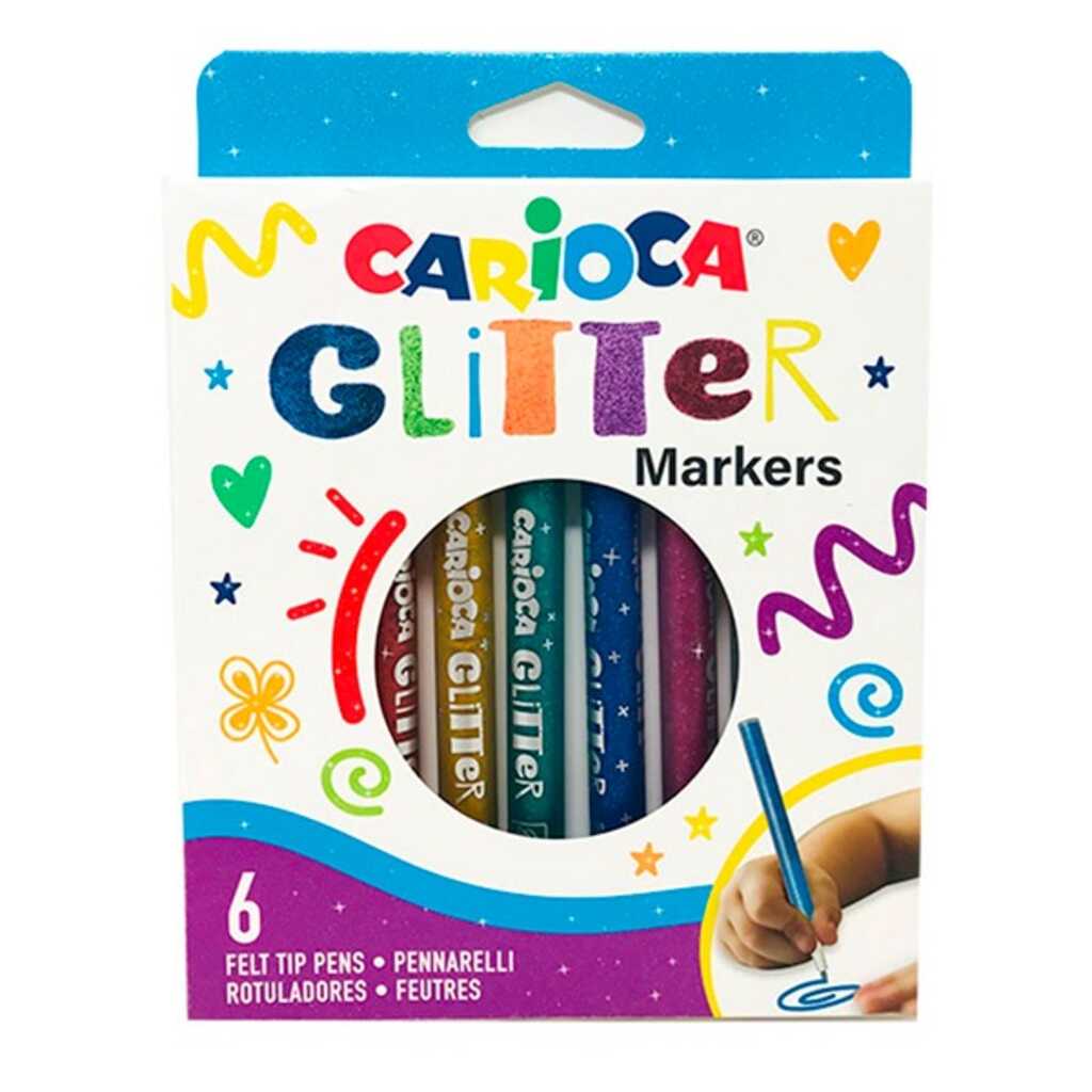 caja 6 rotuladore glitter carioca