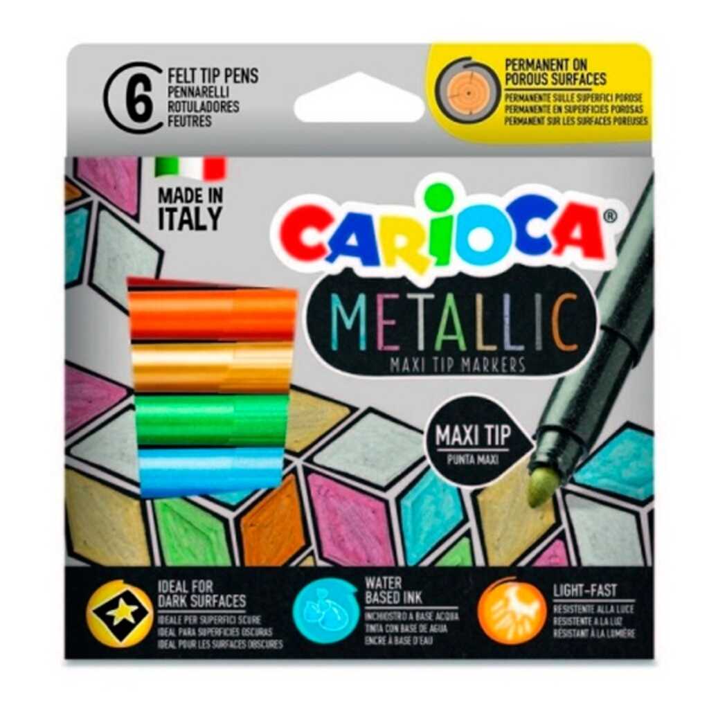 caixa 6 retoladors metallic carioca