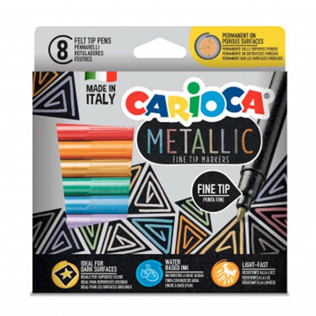 caixa 8 retoladores merallic fine carioc