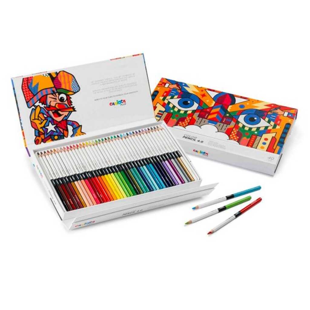 caja 40 lapices colores carioca plus