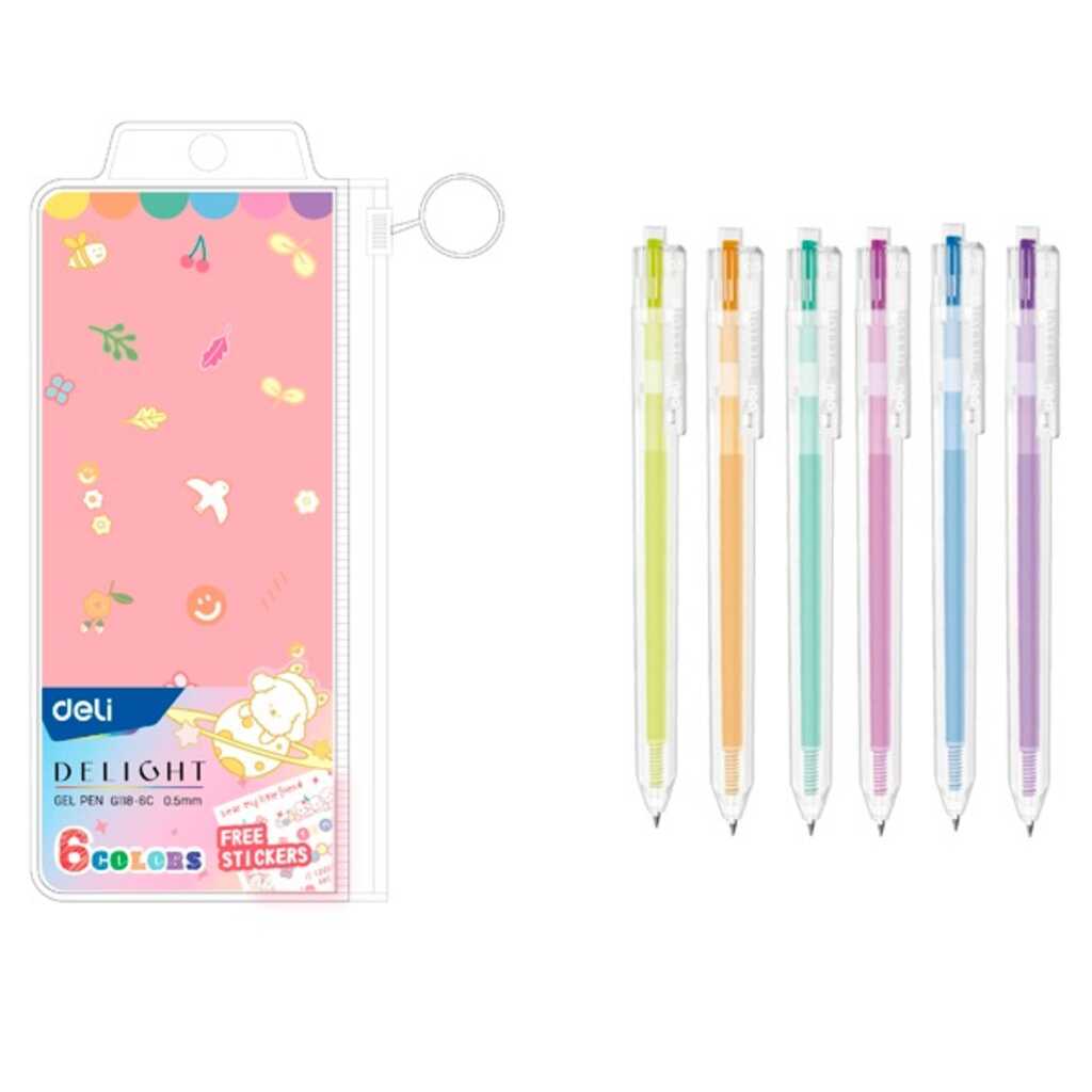 paq.6 roller gel deli punta 0,5mm colore