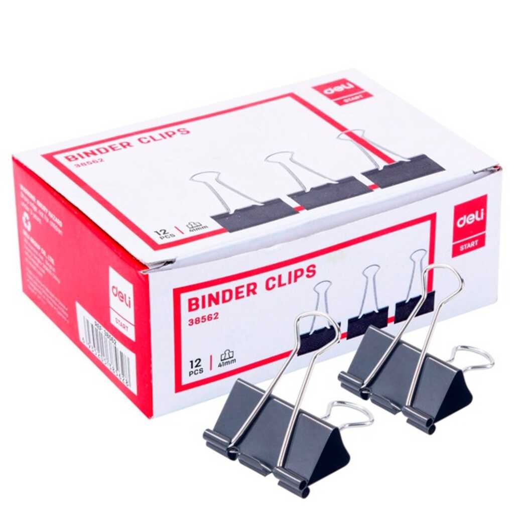 caja 12 pinzas abatibles deli 25mm negro