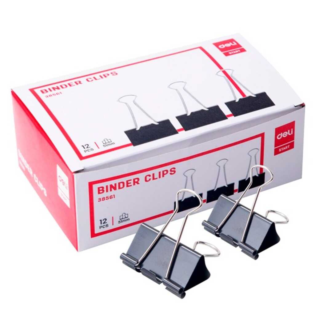 caja 12 pinzas abatibles deli 51mm negr caja 12 pinzas abatibles deli 51mm negr