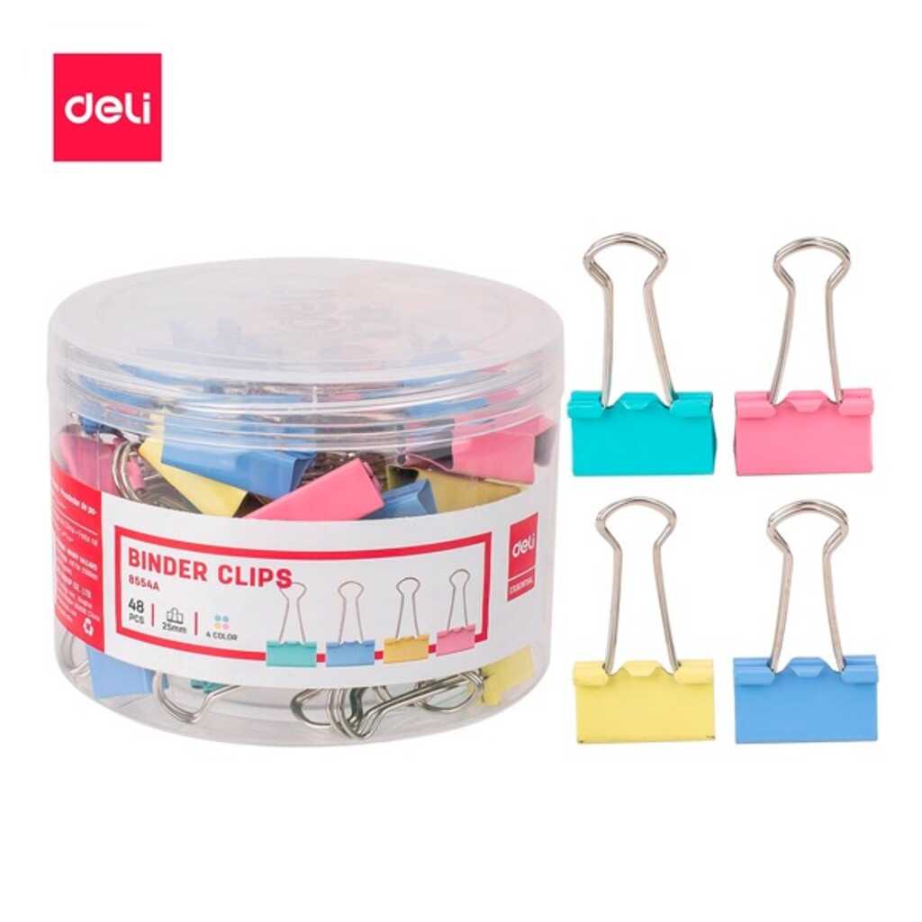 bote 48 pinzas abatibles deli 25mm color