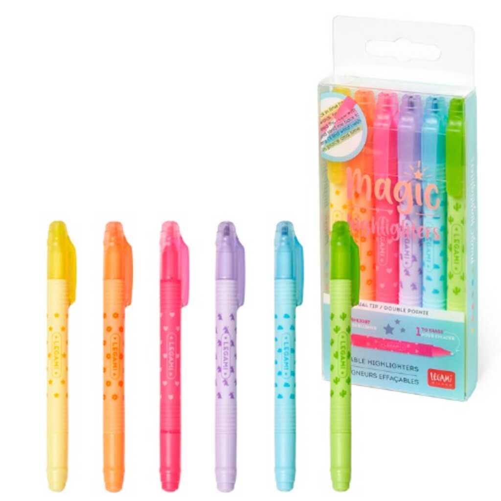 set 6 subrayadores borrables magic