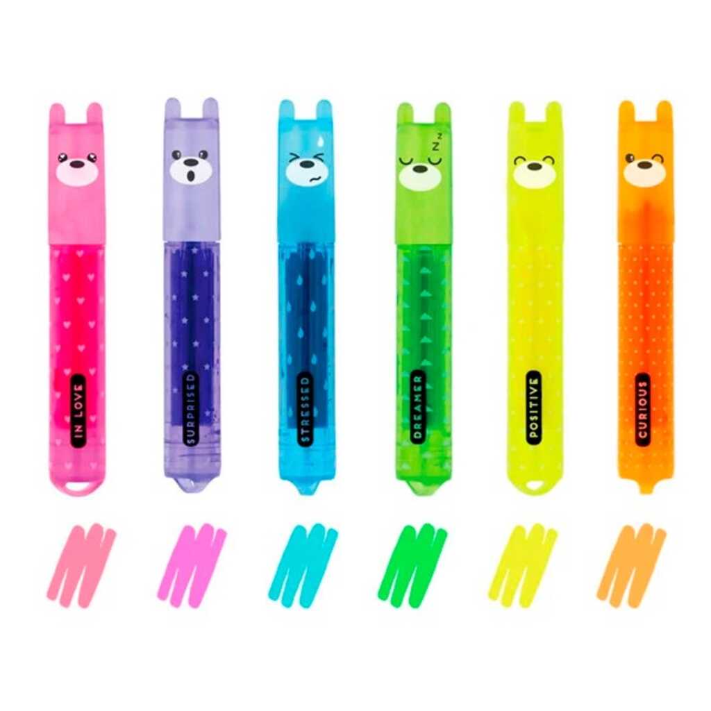 set 6 mini fluorescentes teddy bear