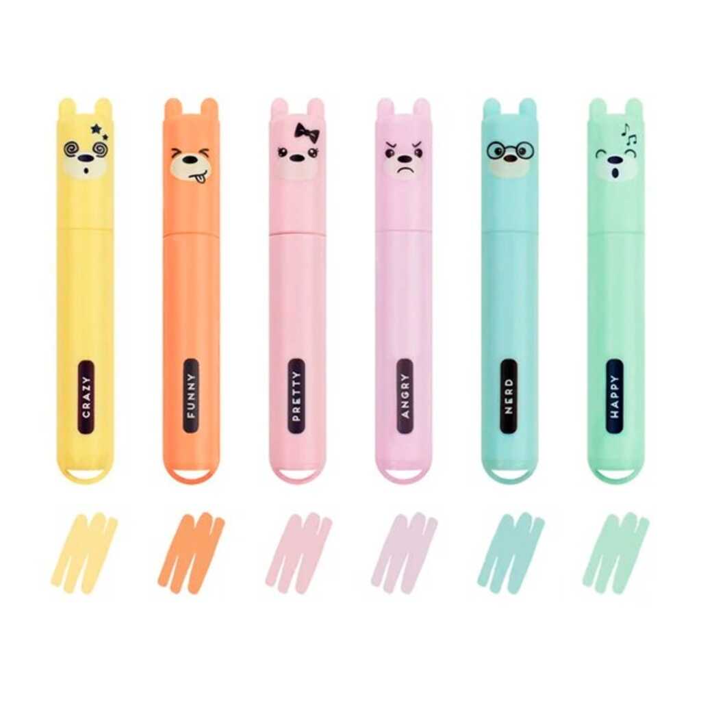 set 6 mini fluorescentes teddy bear