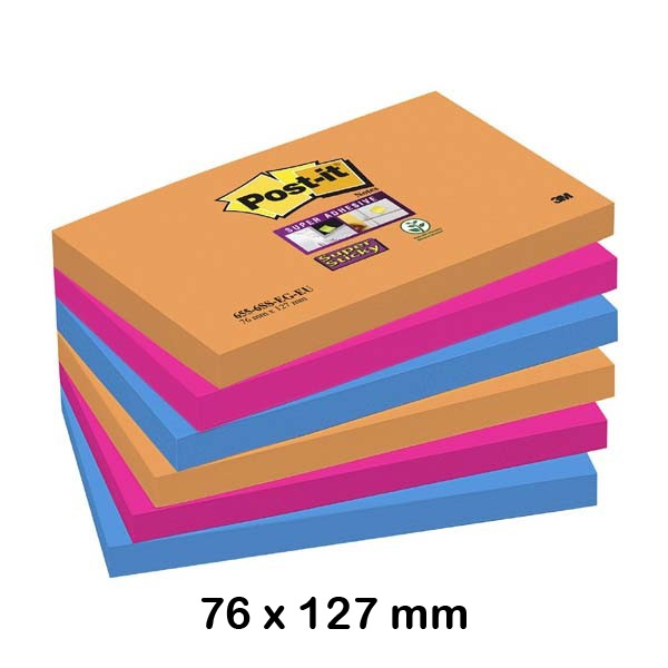 pack 6 blocs 76 x 127mm post-it sup stic