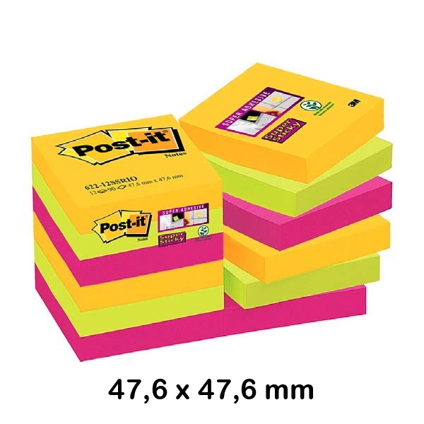 pack 12 blocs 47,6x47,6mm post-it stick