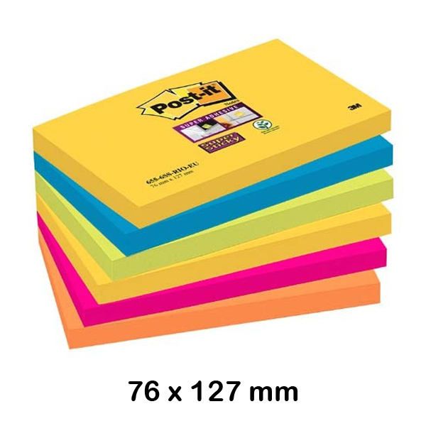 pack 6 blocs 76x 127mm post-it sup stic