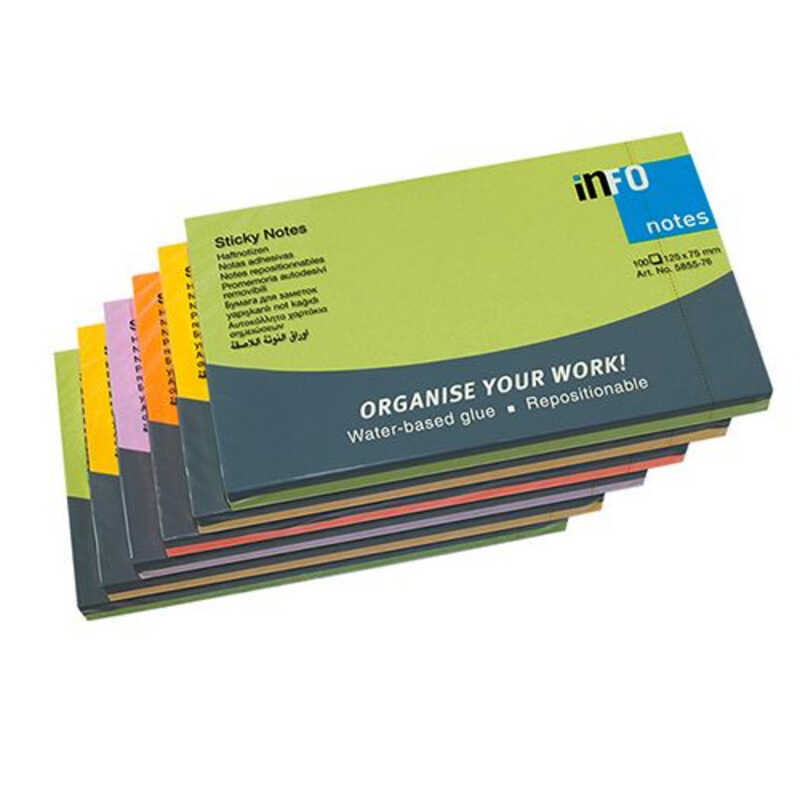 pac. 6 blocs notas adh.125x75mm neon
