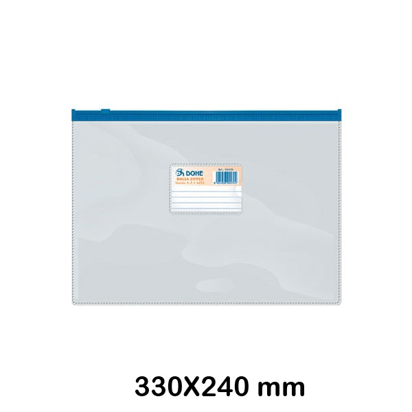 bolsa cierre zip pvc 330x240mm. azul
