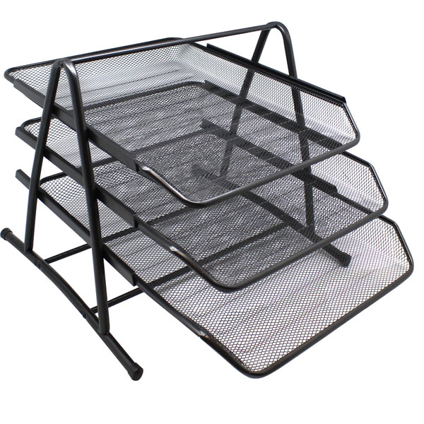 bandeja metalica de rejilla tiple negra