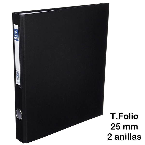 carpeta 2 anillas mixta 25mm folio negro