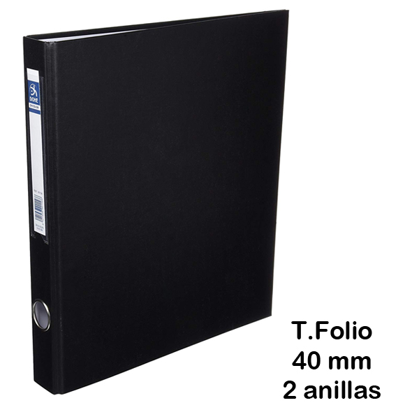 carpeta 2 anillas mixta 40mm folio negro