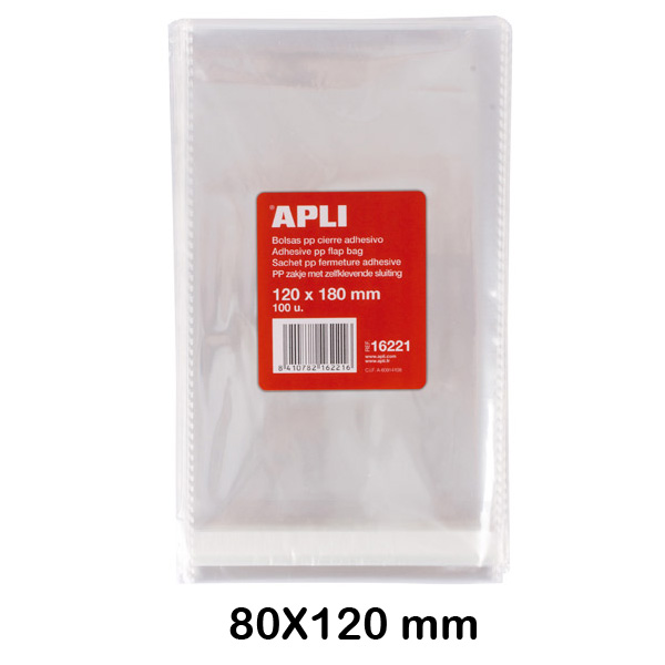 paq.100 bolsas pp cierre adh. 80x120mm