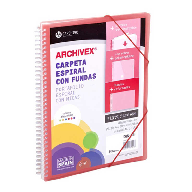 carpeta 60 fundas a4 color rojo