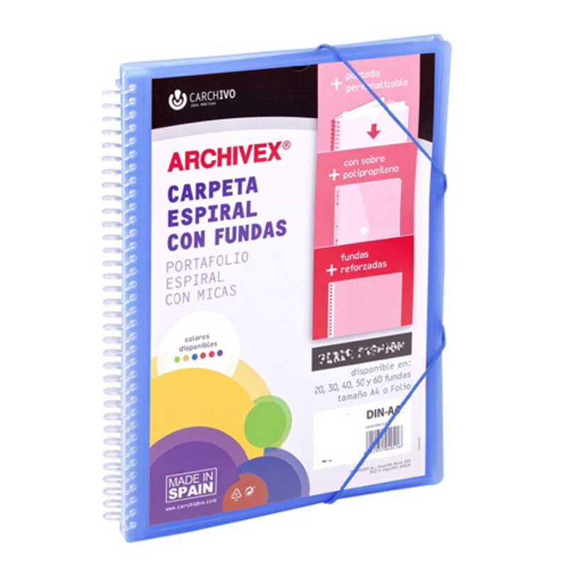 carpeta 60 fundas a4 color azul