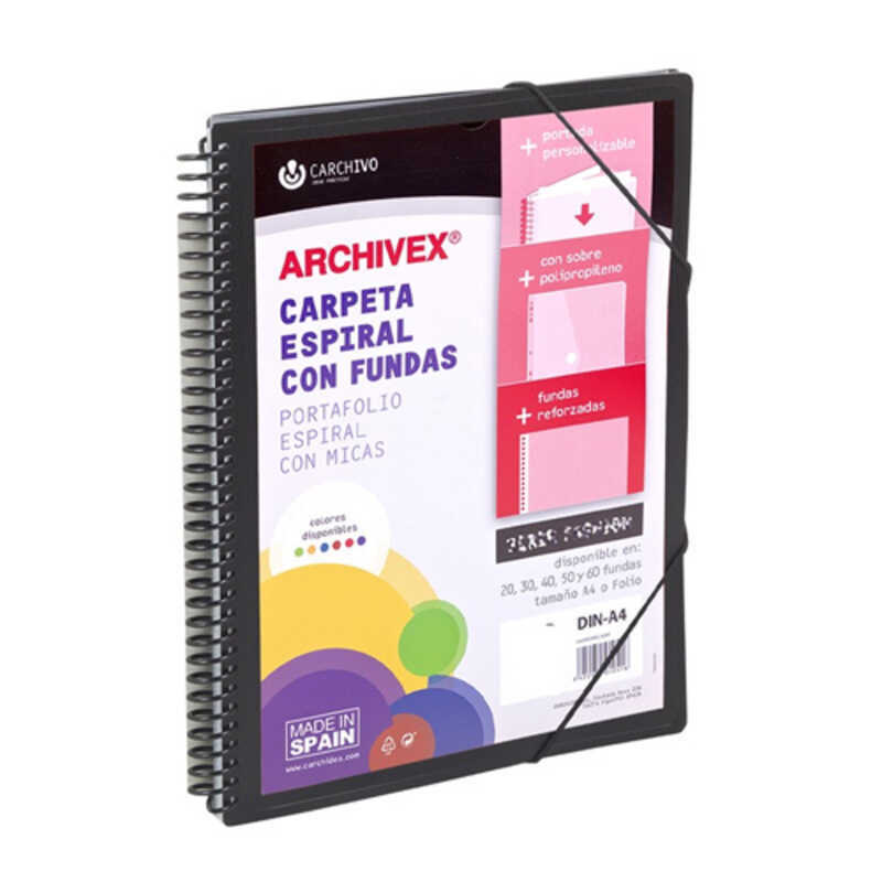 carpeta 60 fundas a4 color negro