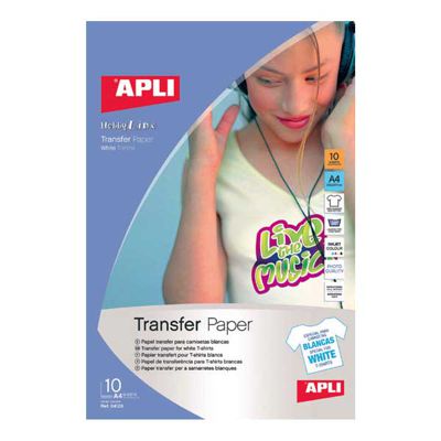 pack 10h. papel transfer camiseta blanca