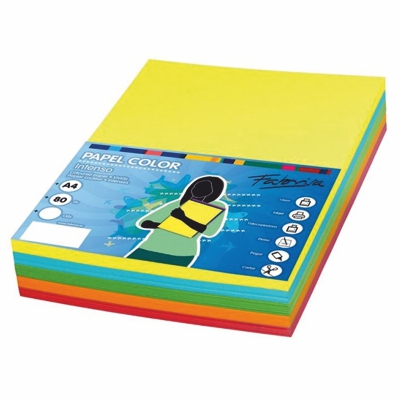 paquete 100 hojas a4 5 colores vivos