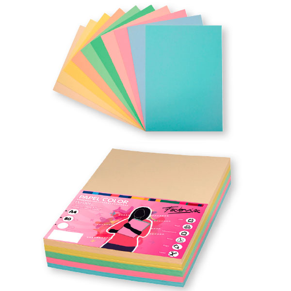 paquete 100 hojas a4 10 colores pastel