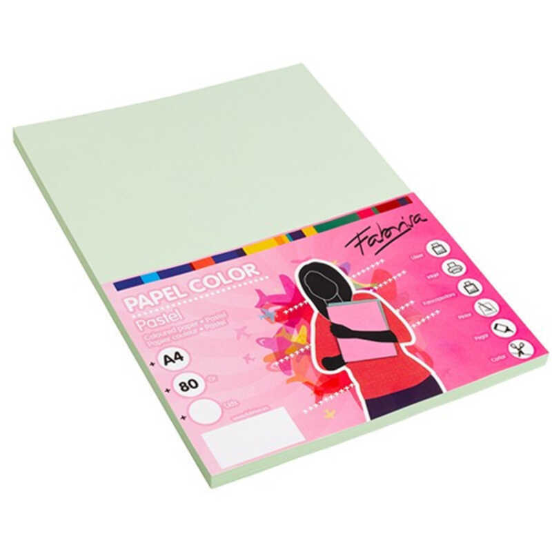 paquete 100h papel a4 80gr verde pastel