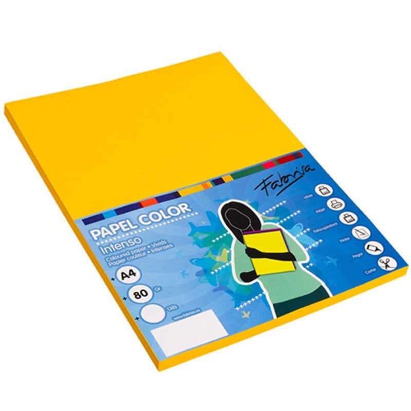 paquete 100h papel a4 80gr amarillo gual