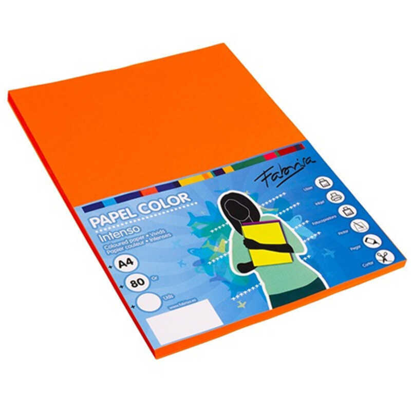 paquete 100h papel a4 80gr naranja