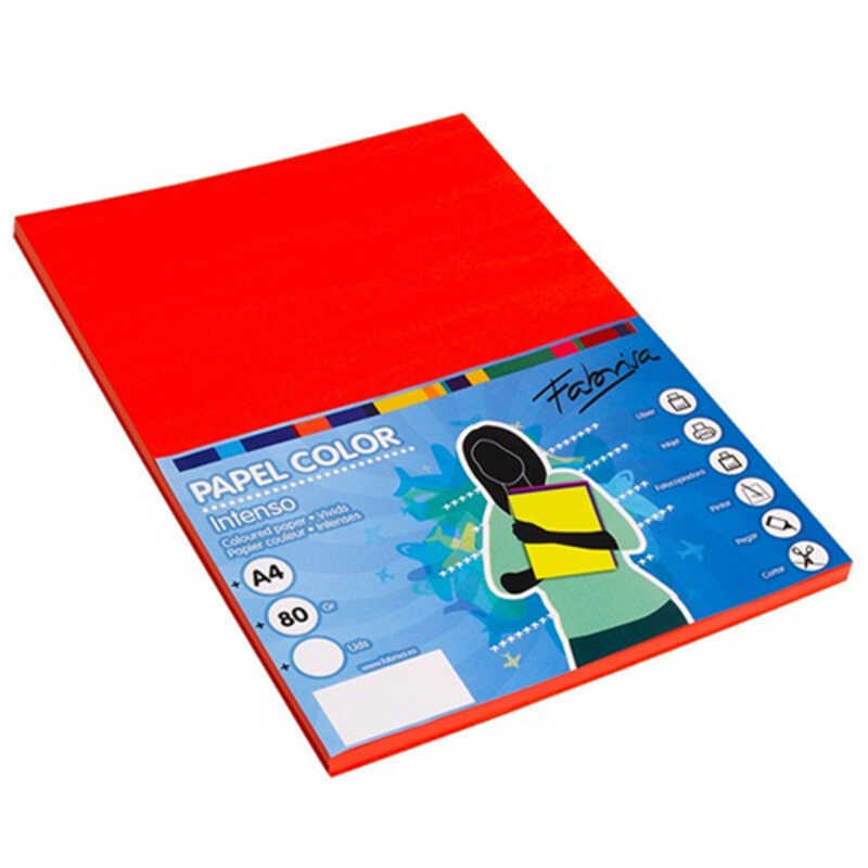 paquete 100h papel a4 80gr rojo