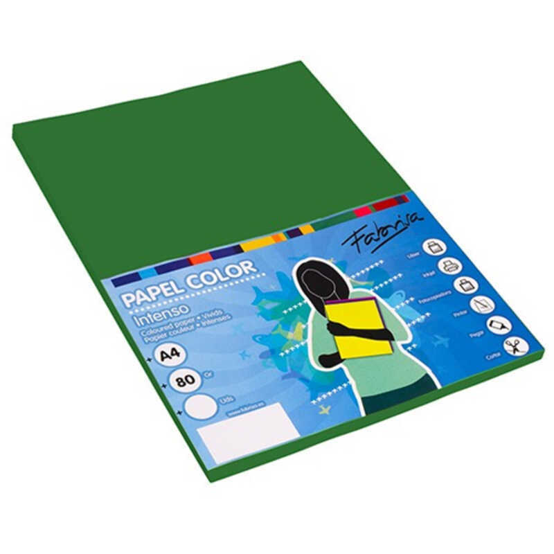 paquete 100h papel a4 80gr verde vivo