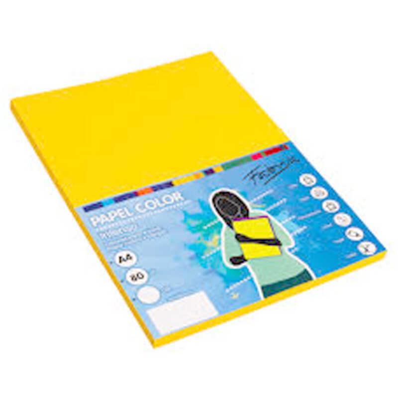 paquete 100h papel a4 80gr amarillo limo