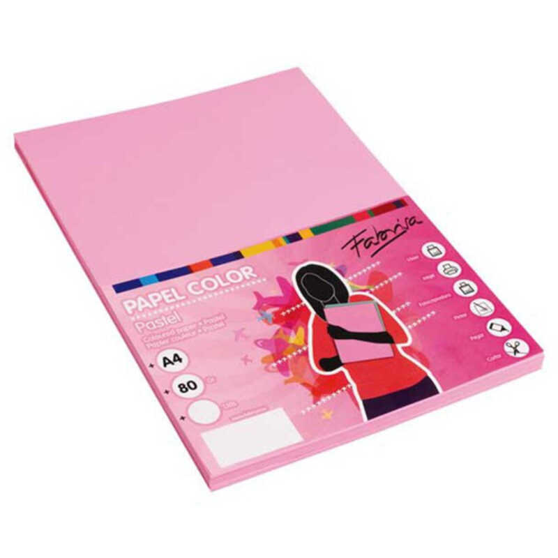 paquete 100h papel a4 80gr rosa
