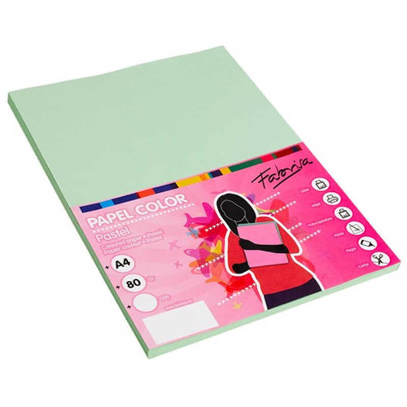 paquete 100h papel a4 80gr verde flojo