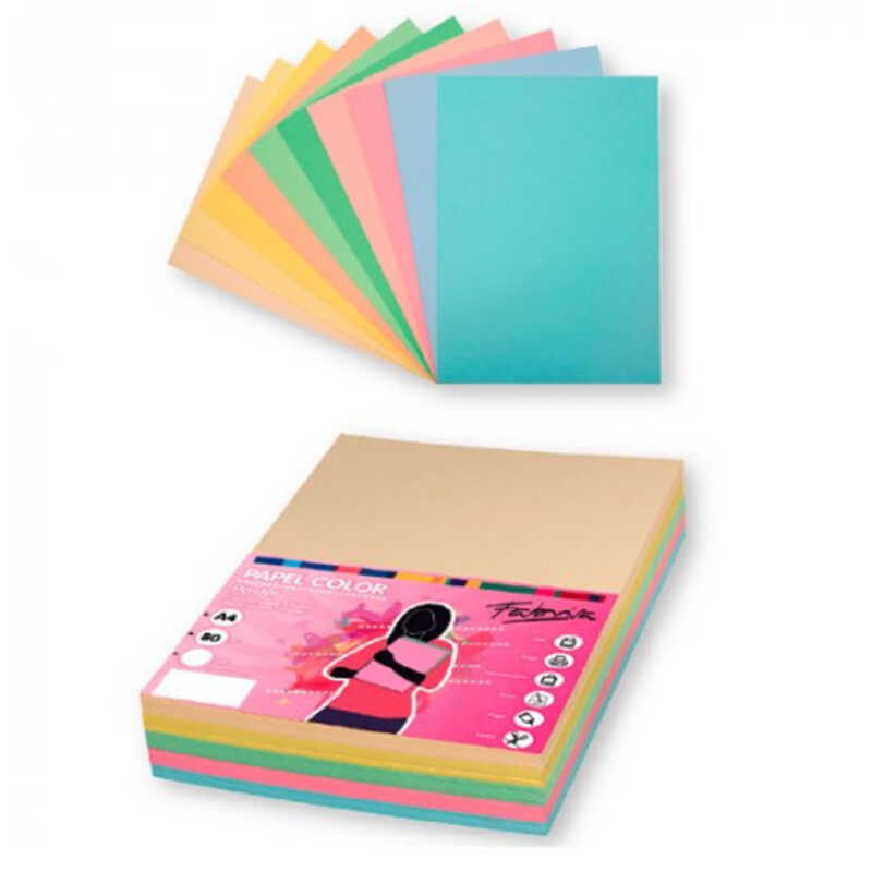 paquete 250 hojas a4 10 colores pastel