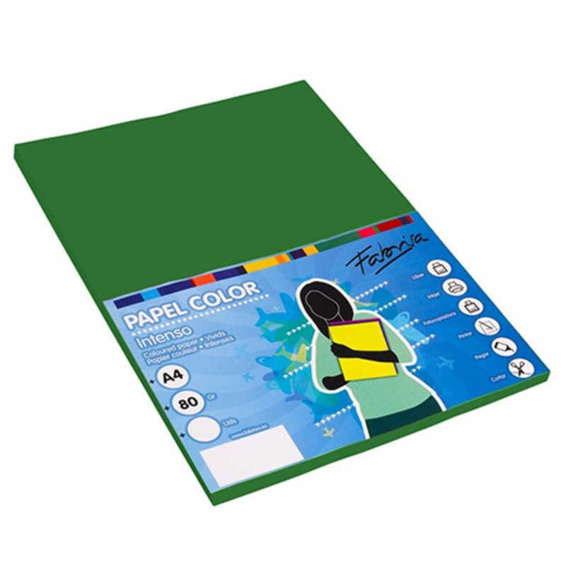 paquete 100h papel a4 80gr verde oscuro