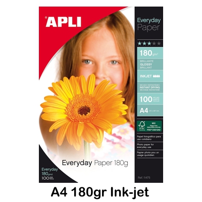 paquete 100 hojas a4 180gr fotografico