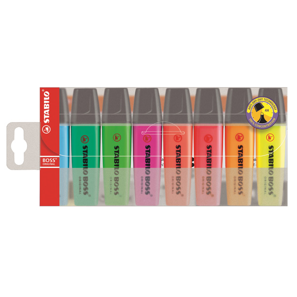 paquete 8 rotuladores fluor stabilo boss