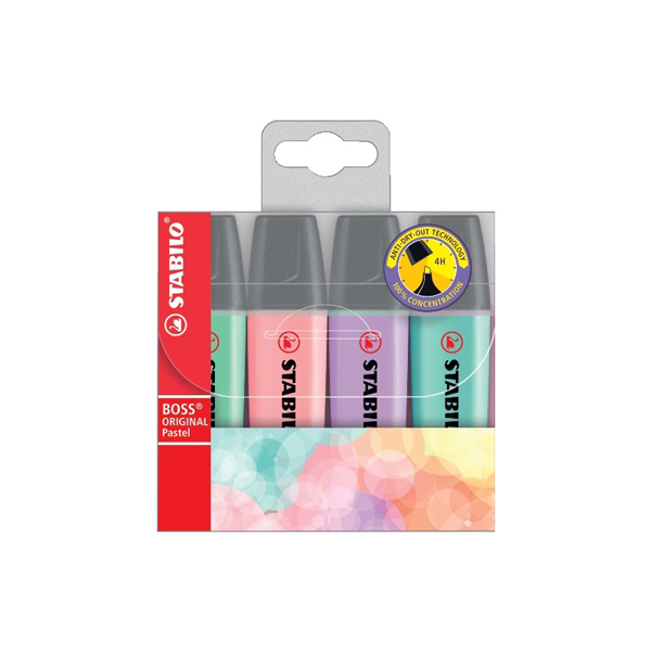 paq.4 rotuladores fluor.stabilo pastel