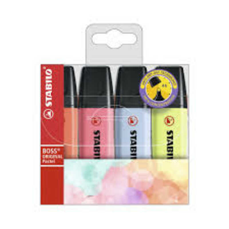 paq.4 rotuladores fluor.stabilo pastel