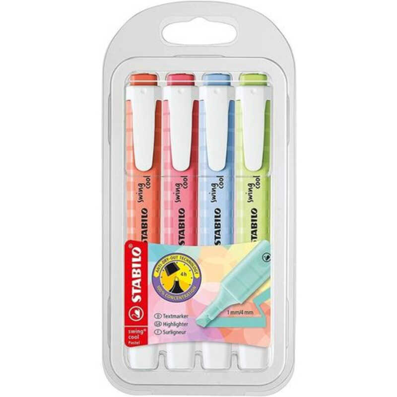 pack 4 rotuladores fluor swing pastel