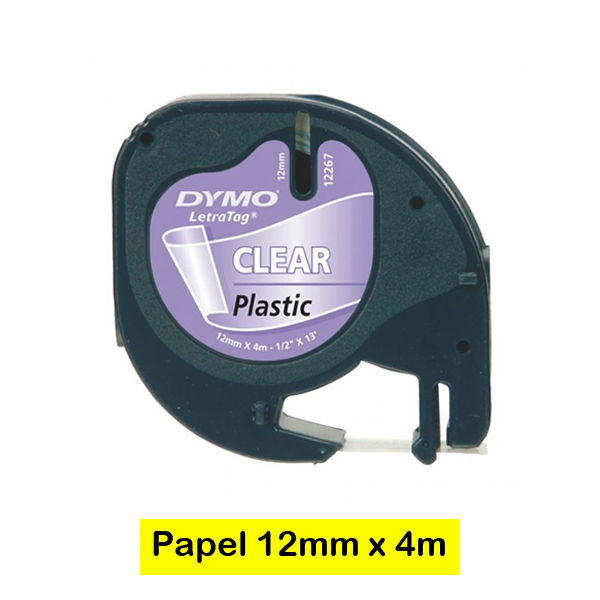 cinta letratag 12mm plast negro/amarillo