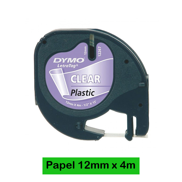 cinta letratag 12mm plastico negro/verde