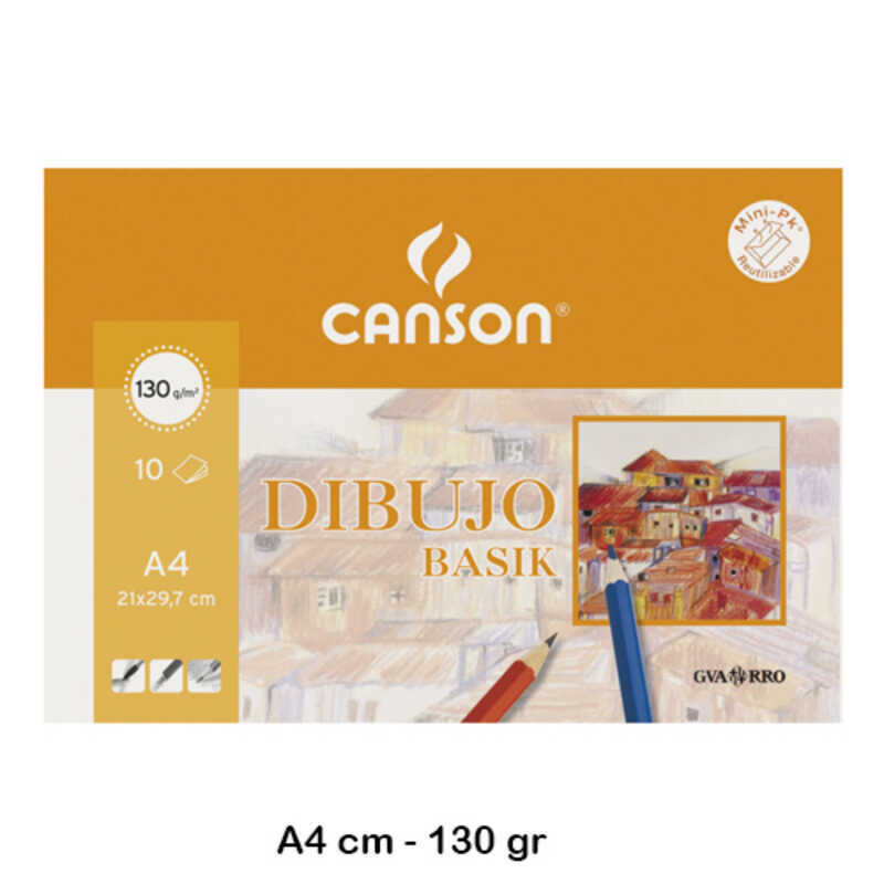 paq. 10 hojas a4 basik 130gr canson